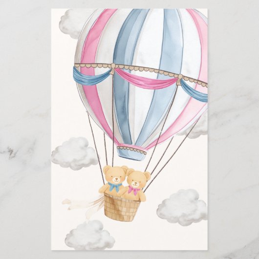 Pink Blue Teddy Bear Twins Baby Predictions Game (裏面)