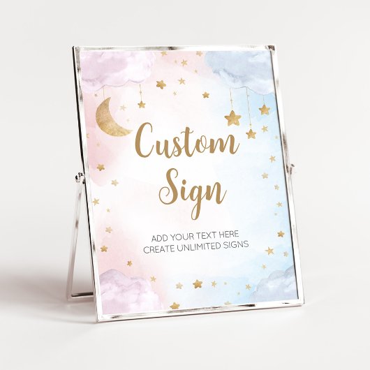 Pink Blue Twinkle Little Star Gender Reveal Sign ポスター