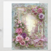 Pink Blue Vintage Junk Journal Scrapbook Paper (正面/裏面)