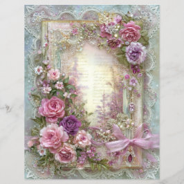 Pink Blue Vintage Junk Journal Scrapbook Paper