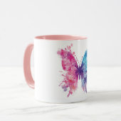 Pink & Blue Watercolor Butterfly T-Shirt – Soft Pa マグカップ (正面左)