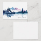 Pink & Blue Watercolor Mountains & Dark Pine Trees ノートカード (正面/裏面)