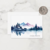 Pink & Blue Watercolor Mountains & Dark Pine Trees ノートカード (正面/裏面インサイチュ)