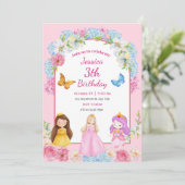 Pink Blue Watercolor Princess Girl Illustrated 招待状 (スタンド正面)