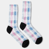 Pink Blue White Plaid Stripes ソックス (右)