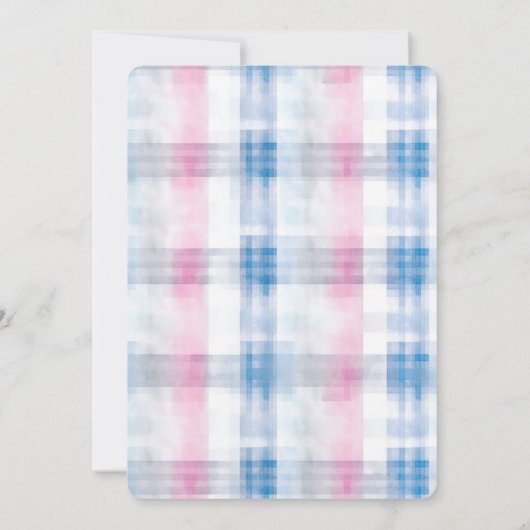 Pink Blue White Plaid Stripes Bridal Shower 招待状 (裏面)