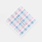 Pink Blue White Plaid Stripes Christmas スタンダードランチョンナプキン (角)