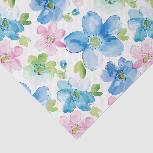 Pink Blue White Plaid Stripes Floral Birthday 薄葉紙 (詳細)