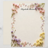 Pink Blue Yellow Dried Flowers Stationery Paper (正面/裏面)