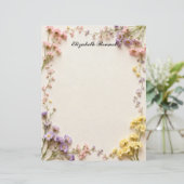 Pink Blue Yellow Dried Flowers Stationery Paper (スタンド正面)