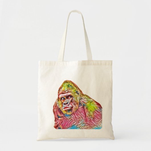 Pink Blue Yellow Gorilla Painting トートバッグ (正面)