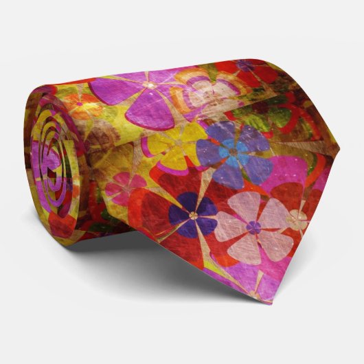 Pink, Blue, Yellow, Green, Red Petals ネクタイ (ロール)