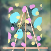 Pink blue yellowhappy birthday kids shapes abstrac アクリルサイン (ニュートラル)