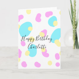 Pink blue yellowhappy birthday kids shapes abstrac カード