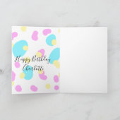 Pink blue yellowhappy birthday kids shapes abstrac カード (内部)