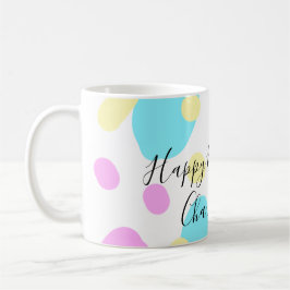 Pink blue yellowhappy birthday kids shapes abstrac コーヒーマグカップ