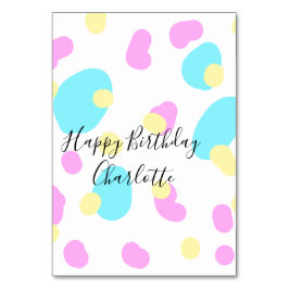 Pink blue yellowhappy birthday kids shapes abstrac テーブルナンバー