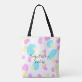 Pink blue yellowhappy birthday kids shapes abstrac トートバッグ (裏面)