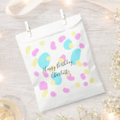 Pink blue yellowhappy birthday kids shapes abstrac フェイバーバッグ (クリップ留めされた状態)