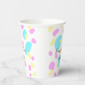 Pink blue yellowhappy birthday kids shapes abstrac 紙コップ (左)