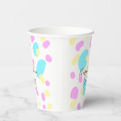 Pink blue yellowhappy birthday kids shapes abstrac 紙コップ (右)