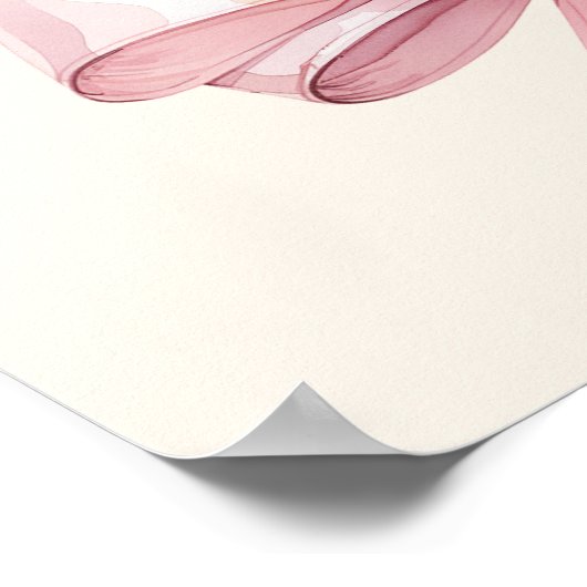 Pink blush bow ivory Confirmation welcome ポスター (角)