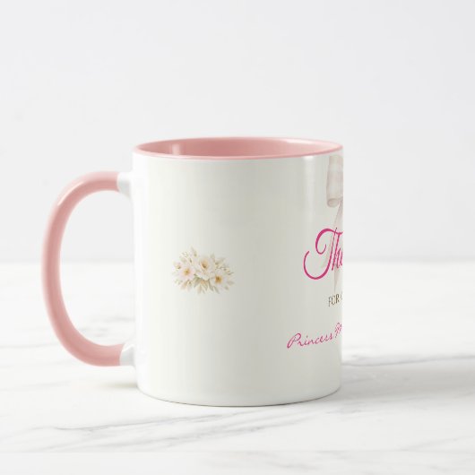 Pink Blush Bow Princess Ribbon Thank Coffee Mug マグカップ (左)