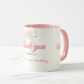 Pink Blush Bow Princess Ribbon Thank Coffee Mug マグカップ (正面右)