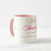 Pink Blush Bow Princess Ribbon Thank Coffee Mug マグカップ (正面左)