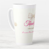 Pink Blush Bow Princess Ribbon Thank Latte Mug カフェラテマグ (左アングル)