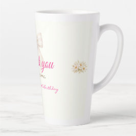 Pink Blush Bow Princess Ribbon Thank Latte Mug カフェラテマグ