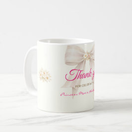Pink Blush Bow Princess Ribbon Thank You Coffee コーヒーマグカップ