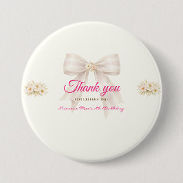 Pink Blush Bow Princess Ribbon Thank You Pin 缶バッジ