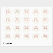 Pink Blush Bow Princess Ribbon Thank You Sticker ラウンドシール (シート)