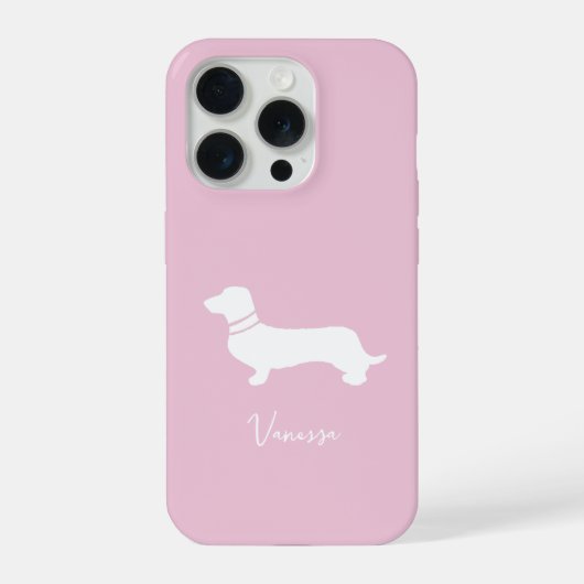 Pink blush champagne custom modern dachsund iPhoneケース (裏面)