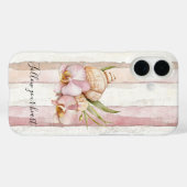 Pink Blush Cream Stripes Orchid Flowers Case-Mate iPhoneケース (裏面 (横))