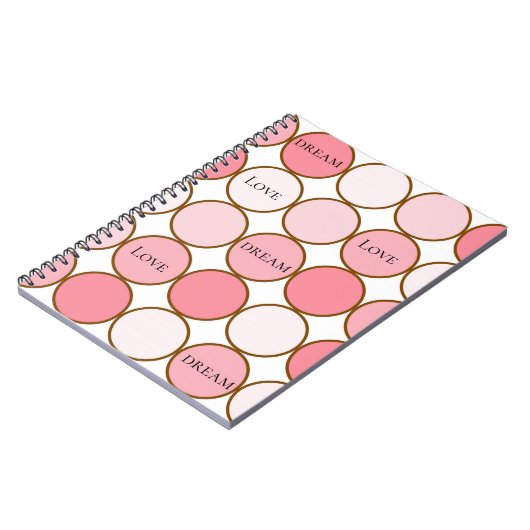 Pink Blush Dots Dream Love ノートブック (左側)