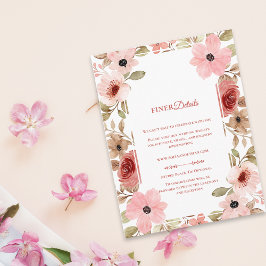 Pink Blush Floral Botanical Wedding Details エンクロージャーカード