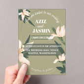 Pink blush floral Circle アクリル招待状 (インサイチュ (ポータブル))