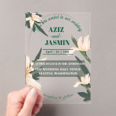 Pink blush floral Circle アクリル招待状 (インサイチュ (ポータブル))