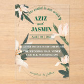 Pink blush floral Circle アクリル招待状 (正面)