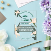 Pink blush floral Circle アクリル招待状 (インサイチュ (ウェディング))