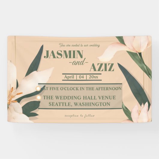 Pink blush floral Circle 横断幕 (横)