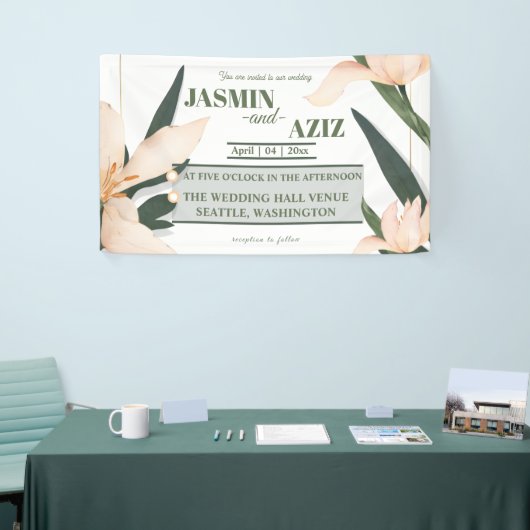 Pink blush floral Circle 横断幕 (トレードショー)