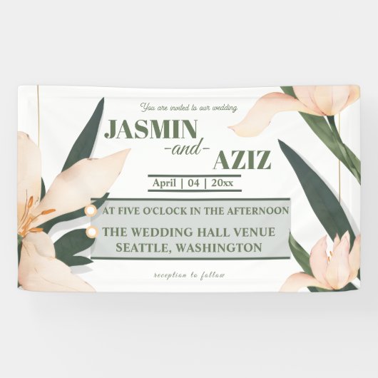 Pink blush floral Circle 横断幕 (横)