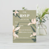 Pink blush floral Circle RSVP Card 招待状 (スタンド正面)