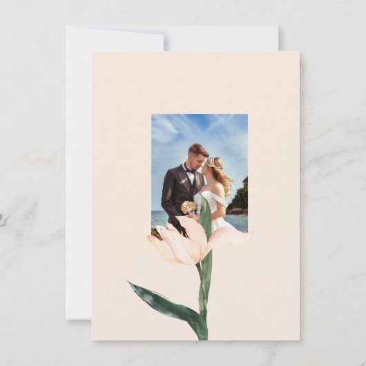 Pink blush floral Circle RSVP Card 招待状 (裏面)