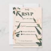 Pink blush floral Circle RSVP Card 招待状 (正面)