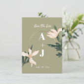 Pink blush floral Circle save the date card 招待状 (スタンド正面)