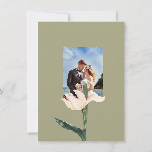 Pink blush floral Circle save the date card 招待状 (裏面)